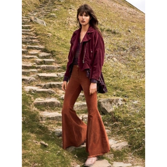 Free People Dolman Corduroy Moto Jacket Asymmetrical Zipper Coat Boho Size M - Picture 3 of 13